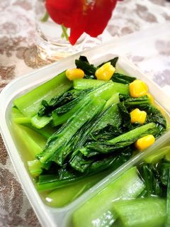 白だしで♪小松菜とコーンのさっと煮-レシピのメイン写真