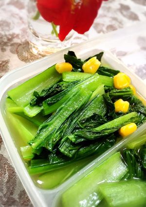 白だしで♪小松菜とコーンのさっと煮-レシピのメイン写真