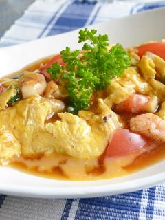 エビとトマトのあんかけオムレツ♪-レシピのメイン写真