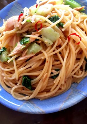 簡単！ツナとちんげん菜のパスタ-レシピのメイン写真