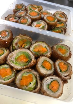 手作り冷食 キャベツと人参の豚バラ巻き-レシピのメイン写真