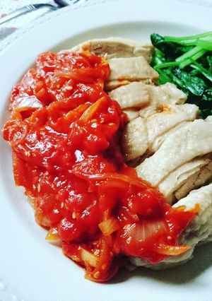 蒸し鶏のトマトオニオンソース-レシピのメイン写真