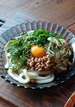 薬味たっぷり！冷やし納豆玉子うどん-レシピのメイン写真