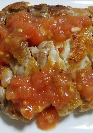 パリパリ鶏もも肉のトマトソースかけ-レシピのメイン写真