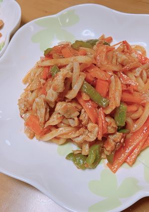 ランチに最適♡冷凍うどんで濃厚ナポリタン-レシピのメイン写真