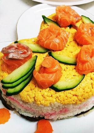 女の子のかわいいちらし寿司ケーキ♪-レシピのメイン写真