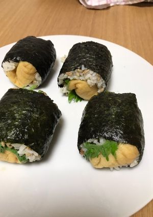 腸まで届くなめ茸おろし稲荷のおにぎらず-レシピのメイン写真
