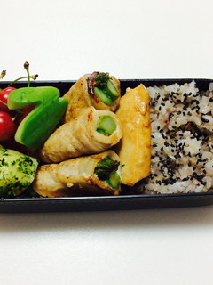 150、アスパラ肉巻とマグロの照焼き弁当-レシピのメイン写真