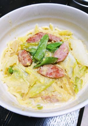 コーンクリームパスタ？スープ？-レシピのメイン写真