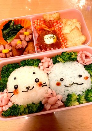 しろたん・すみっこトカゲのコラボキャラ弁-レシピのメイン写真