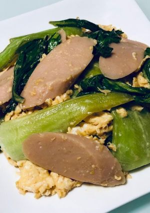 チンゲン菜魚肉ソーセージ卵マヨポンソテー-レシピのメイン写真