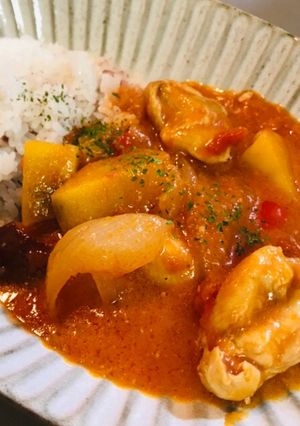 さつまいもと鶏肉のトマトクリームシチュー-レシピのメイン写真