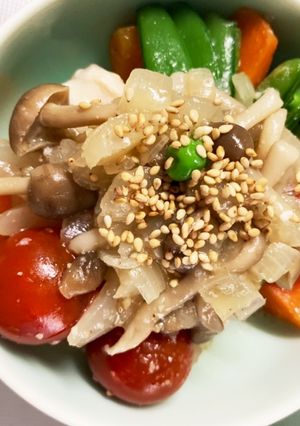 ミニトマトスナップエンドウ胸肉塩だれ炒め-レシピのメイン写真