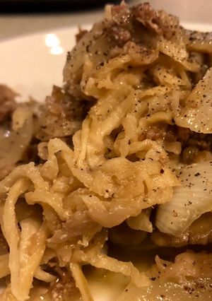 新玉ねぎと切り干しの牛煮込み-レシピのメイン写真