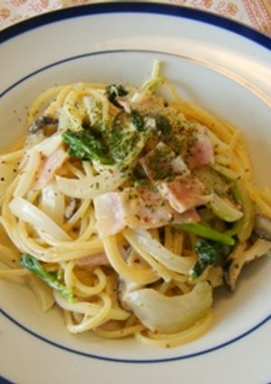 ベーコンとホウレン草の粒マスタードパスタ-レシピのメイン写真