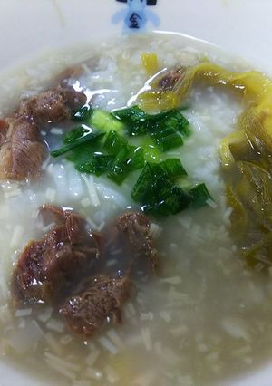 本格中華・牛すじ肉とえのき茸の粥-レシピのメイン写真