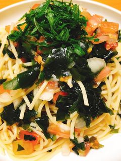 わかめとトマトの和風冷製パスタ-レシピのメイン写真