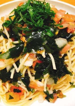 わかめとトマトの和風冷製パスタ-レシピのメイン写真