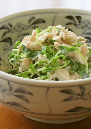 【 鶏むね肉と豆苗の梅マヨポンサラダ 〗-レシピのメイン写真