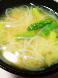 アスパラと白滝の味噌汁-レシピのメイン写真