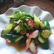 たことセロリときゅうりの炒めもの