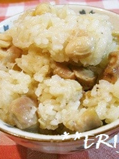 お鍋で作る大豆と鶏肉のおこわ~♪♪-レシピのメイン写真