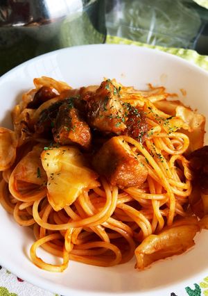 冷凍唐揚げでトマトパスタ-レシピのメイン写真