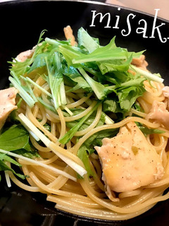 鶏肉と水菜の柚子胡椒パスタ☆-レシピのメイン写真