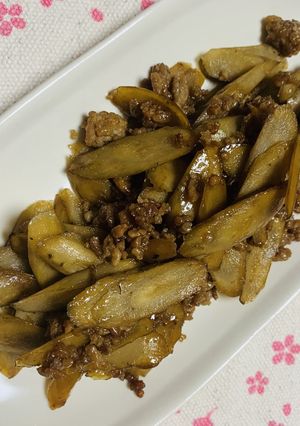 ゴボウとひき肉の炒め煮-レシピのメイン写真
