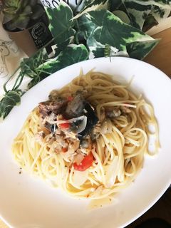 サバ缶アクアパッツァdeパスタ-レシピのメイン写真
