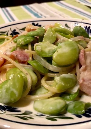 ソラマメとベーコンのクリームパスタ-レシピのメイン写真