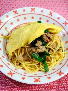 簡単!ニラ玉パスタ☆ふわふわ卵乗せ-レシピのメイン写真