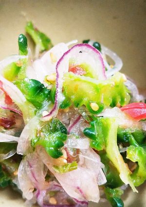 ゴーヤと紫玉ねぎの梅シソ合え-レシピのメイン写真