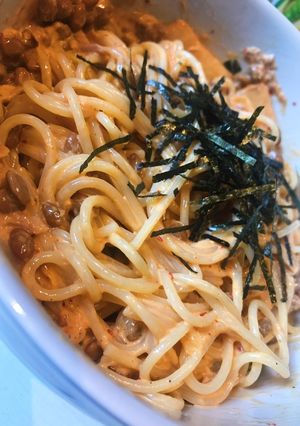 混ぜるだけ簡単＊ツナマヨキムチ納豆パスタ-レシピのメイン写真