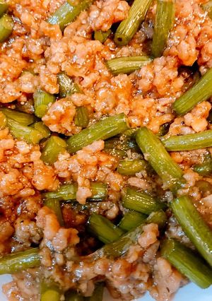 ニンニクの芽とひき肉の炒め物 お弁当にも-レシピのメイン写真
