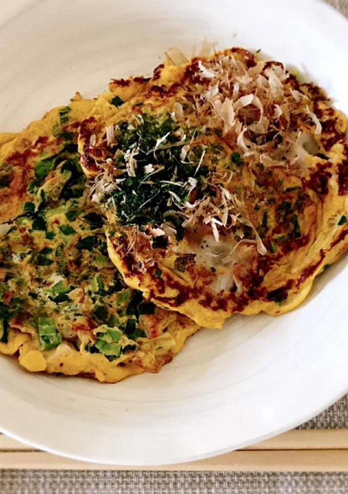 簡単♪青ネギたっぷり お好み焼き風卵焼き-レシピのメイン写真
