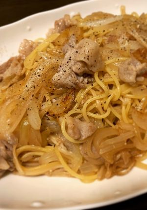 豚肉・玉ねぎ・えのきの具沢山和風パスタ-レシピのメイン写真