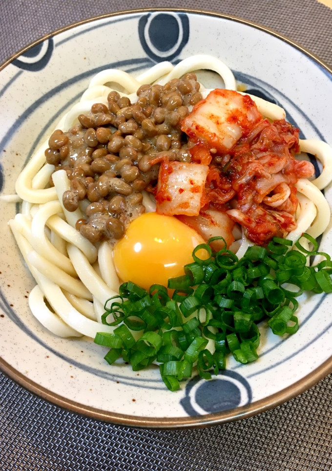 栄養満点！納豆 卵 キムチの冷やしうどん-レシピのメイン写真