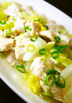 塩麹漬け鶏むね肉白菜白葱のフライパン蒸し-レシピのメイン写真