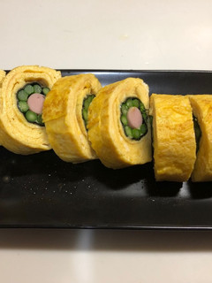 アスパラとソーセージの綺麗な卵焼き-レシピのメイン写真