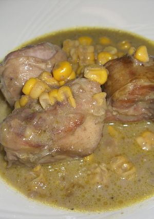 鶏ぶつ切りとコーンのカレー風味煮込み-レシピのメイン写真