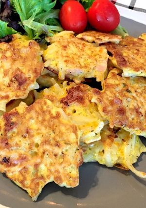 うどんと卵のハムチーズ焼き-レシピのメイン写真