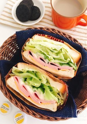 簡単カフェ風！ハムチーズサラダサンド-レシピのメイン写真