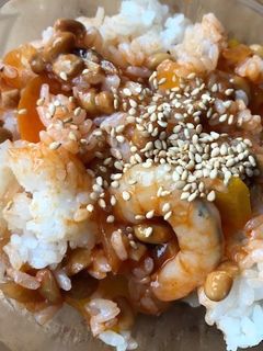納豆とエビチリのまぜご飯-レシピのメイン写真