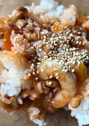 納豆とエビチリのまぜご飯-レシピのメイン写真