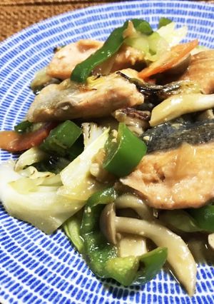 鮭と野菜の味噌バター炒め-レシピのメイン写真