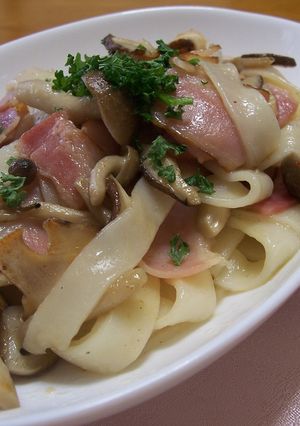 キノコとベーコンのパスタ風焼きうどん-レシピのメイン写真