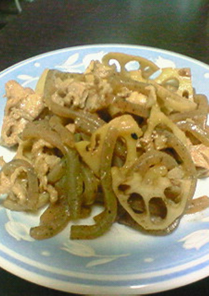 れんこんと豚肉の焼肉のタレ炒め-レシピのメイン写真