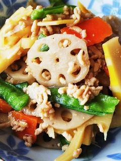 筍と蓮根の鶏そぼろ煮-レシピのメイン写真