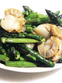 中細アスパラと蒸しベビーホタテの炒め物-レシピのメイン写真
